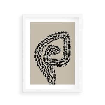 Plakat w ramie 50x70 - Nowoczesne Spektrum Wyobraźni - boho plakat, czarne kropki kreski - rama biała