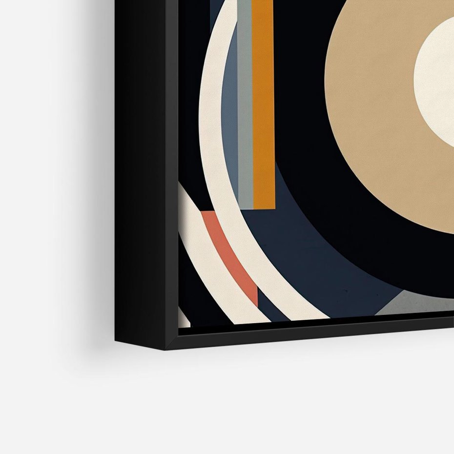 Obraz w ramie 50x50 - Wibracje Marzeń - abstrakcyjny obraz, geometryczne koła - rama czarna