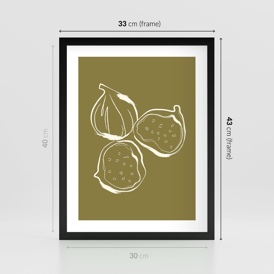 Plakat w ramie 30x40 - Podróżne Barwy - figi, minimalistyczny styl - rama czarna