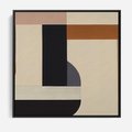 Obraz w ramie 50x50 - Nowoczesne Brązy - geometryszne pasy, nowoczesny styl - rama czarna