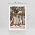 Plakat w ramie 50x70 - Surfingowy Raj - deski surfingowe, na plaży - rama biała