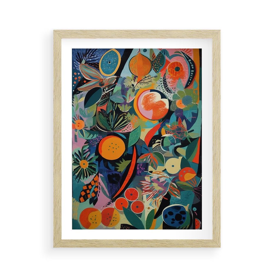 Plakat w ramie 50x70 - Echa Nietuzinkowych Wzorców - abstrakcyjny obraz olejny, jak picasso - rama drewno