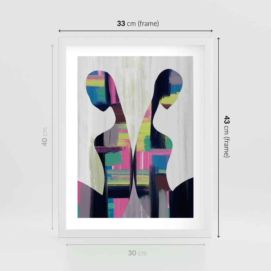 Plakat w ramie 30x40 - Nowa Era - abstrakcyjny plakat, nowoczesna sztuka - rama biała