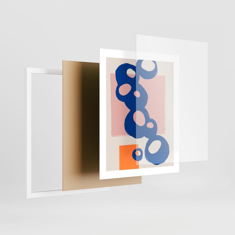 Plakat w ramie 40x50 - Migocące Plamiste Echa - abstrakcja, nowoczesny plakat - rama biała