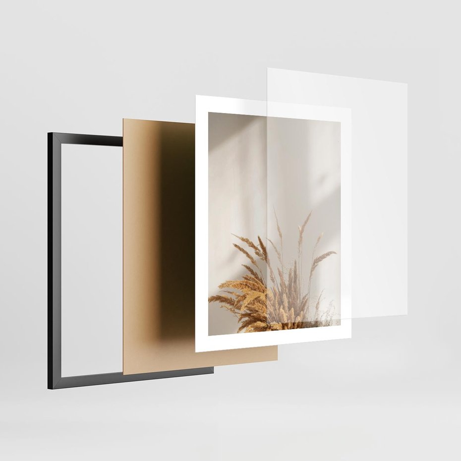 Plakat w ramie 40x50 - mpresyjne układy traw - boho, trawy - rama czarna