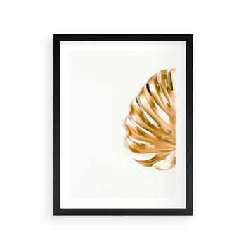Plakat w ramie 30x40 - Przyjemność dla Oczu - złote, liście - rama czarna