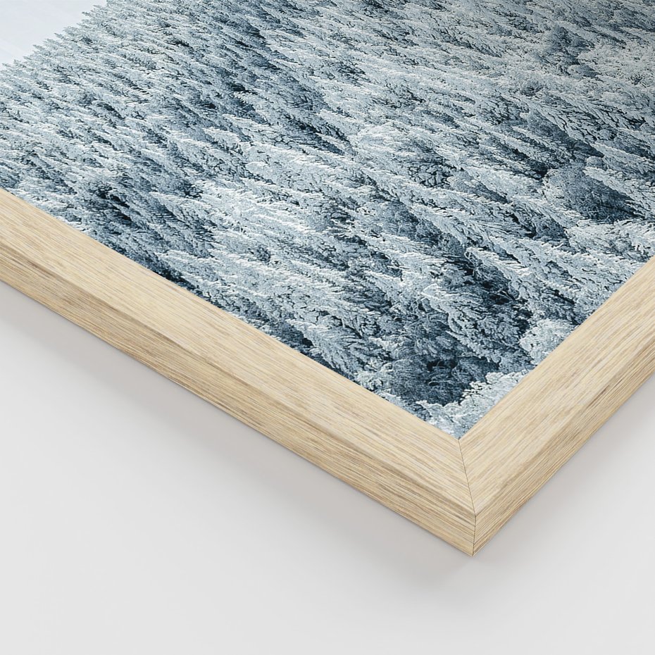 Zestaw obrazy w ramie 30x40 galeria - Zima, górski, domek, śnieg - rama drewno