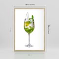 Plakat w ramie 50x70 - Limonkowy drink w letnim stylu - drink, limonka - rama drewno