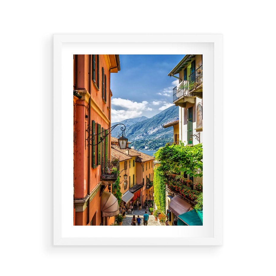 Plakat w ramie 40x50 - Tropienie Nieskończoności - uliczka, perspektywa - rama biała