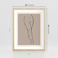 Plakat w ramie 30x40 - Intrygujące Szkice - mnimalistyczny akt kobiecy, beżowa tonacja - rama drewno