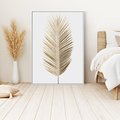 Obraz w ramie 50x70 - Złoty blask palmowego liścia - złota, palma - rama biała