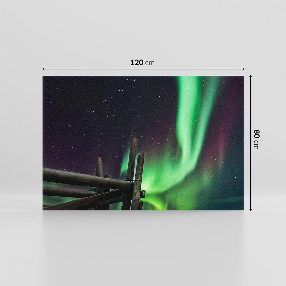 Obraz na płótnie 120x80 - Zorza polarna w tajemniczej nocnej przestrzeni - zorza, polarna