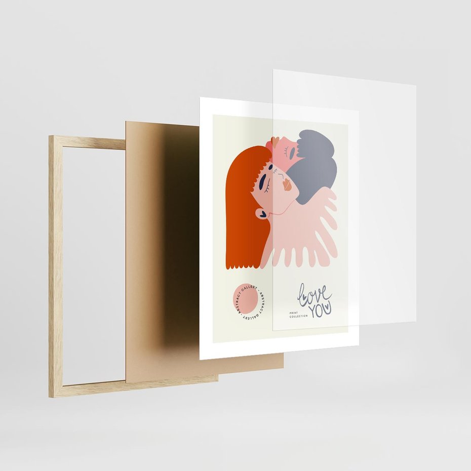 Plakat w ramie 40x50 - Rondo melancholii - para zakochanych, graficzny obraz - rama drewno