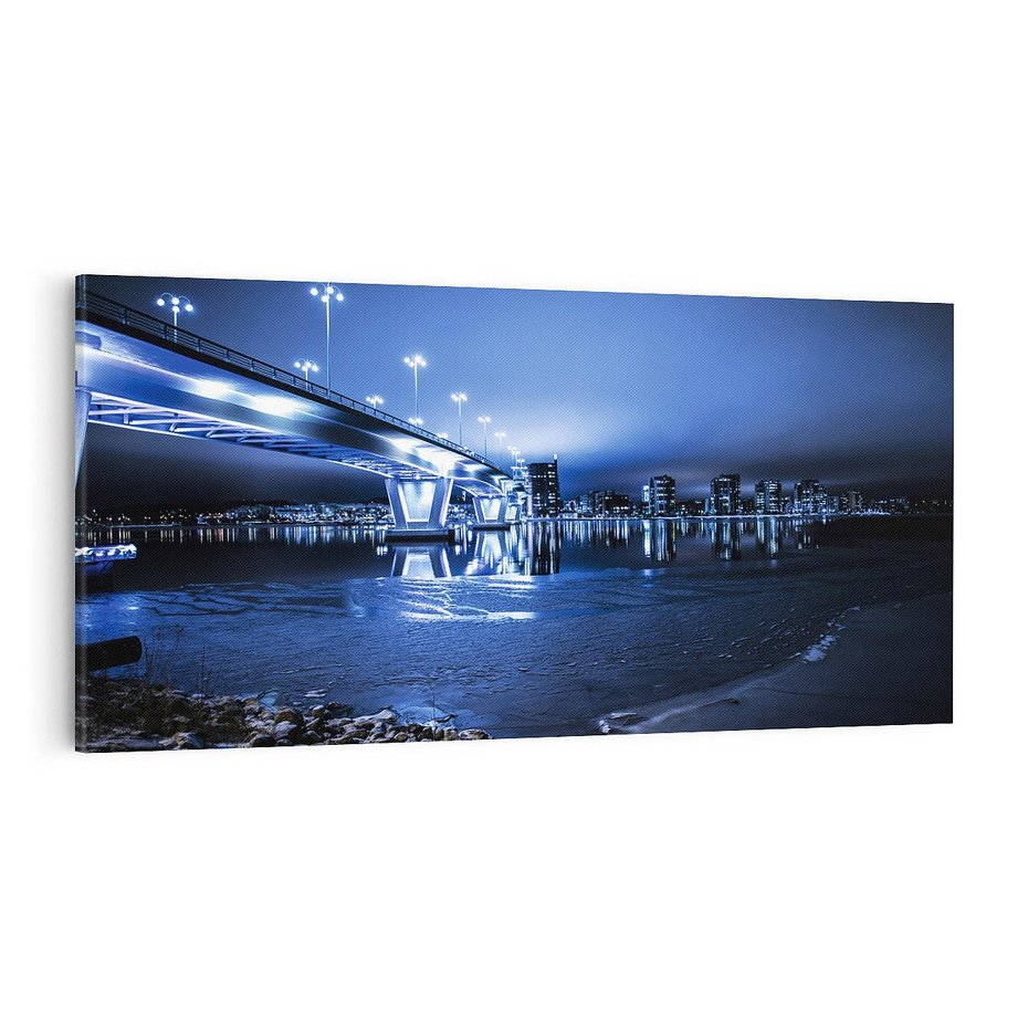Obraz na płótnie 100x50 - Nocne miasto most - noc, miasto