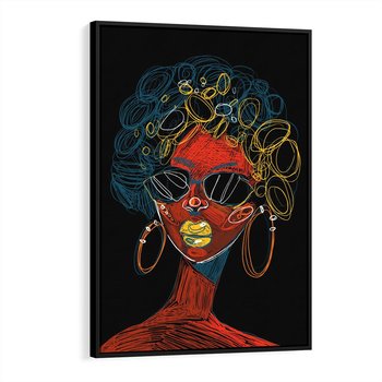 Obraz w ramie 50x70 - Kolorowe Wibracje Rzeczywistości - abstrakcyjny portret kobiety, twarz - rama czarna