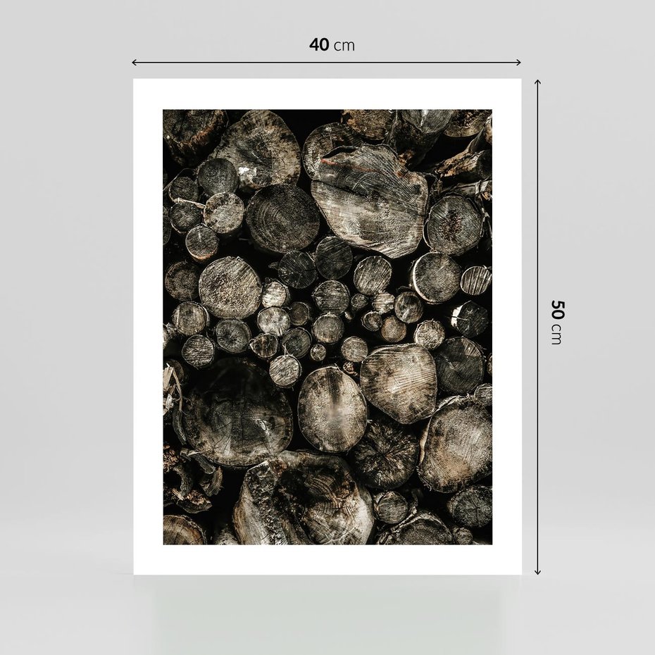 Plakat bez ramy 40x50 - Stos Drewna - kłody drewna, pociete drweno