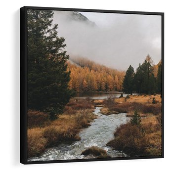 Obraz w ramie 50x50 - W Górskiej Dolinie - artystyczna fotografia, las - rama czarna