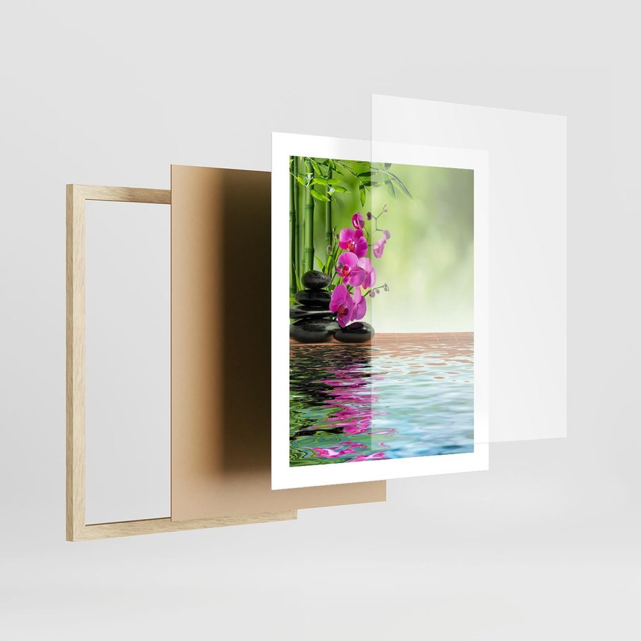 Plakat w ramie 40x50 - Oaza Storczyka i Wody - spa, storczyk - rama drewno