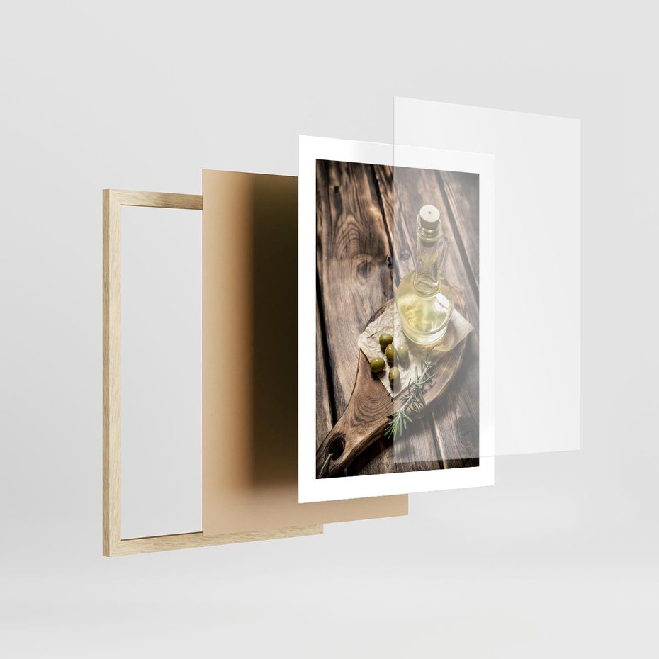 Plakat w ramie 30x40 - Oliwki w restauracji - oliwa, oliwki - rama drewno