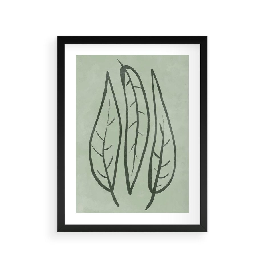 Plakat w ramie 30x40 - Energetyczne Ekspresje Natury - zielony plakat, roślinne motywy - rama czarna