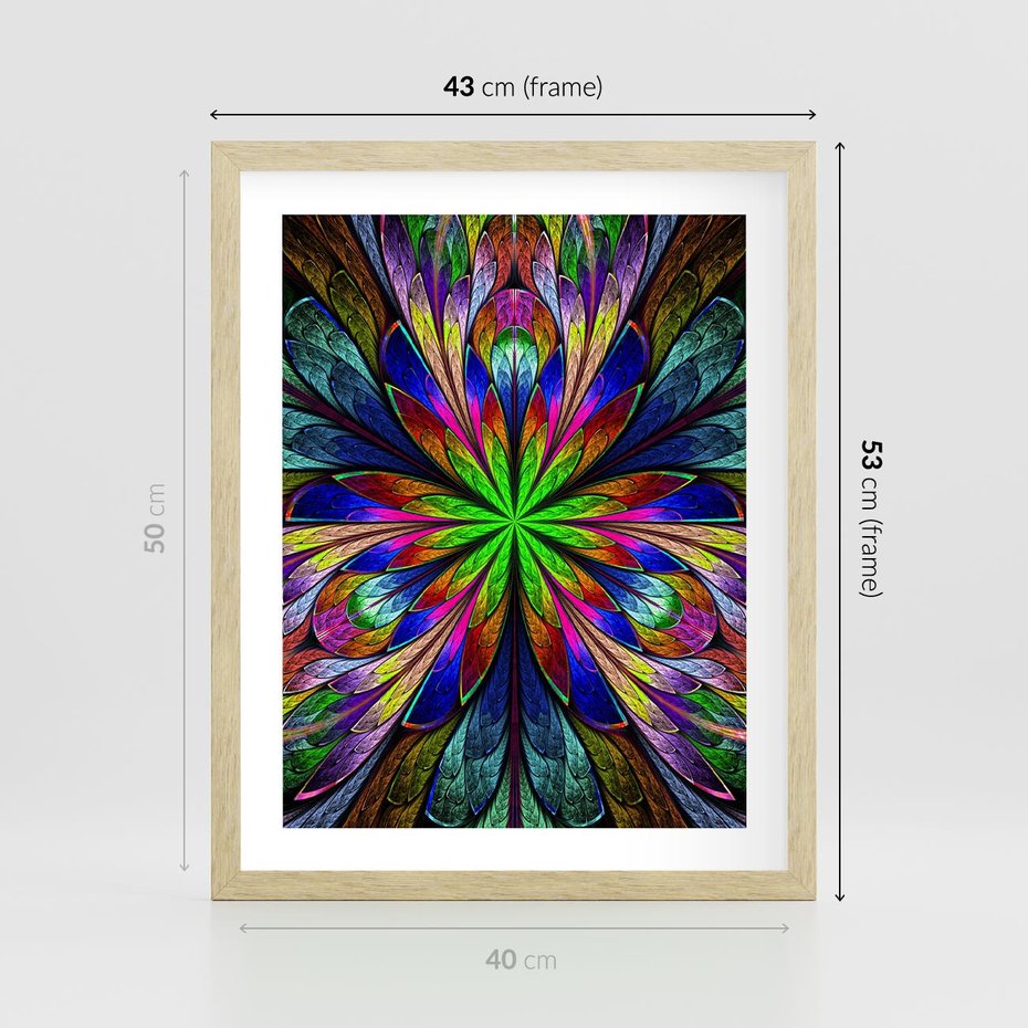 Plakat w ramie 40x50 - Witrażowa magia na płótnie - witraż, sztuka - rama drewno