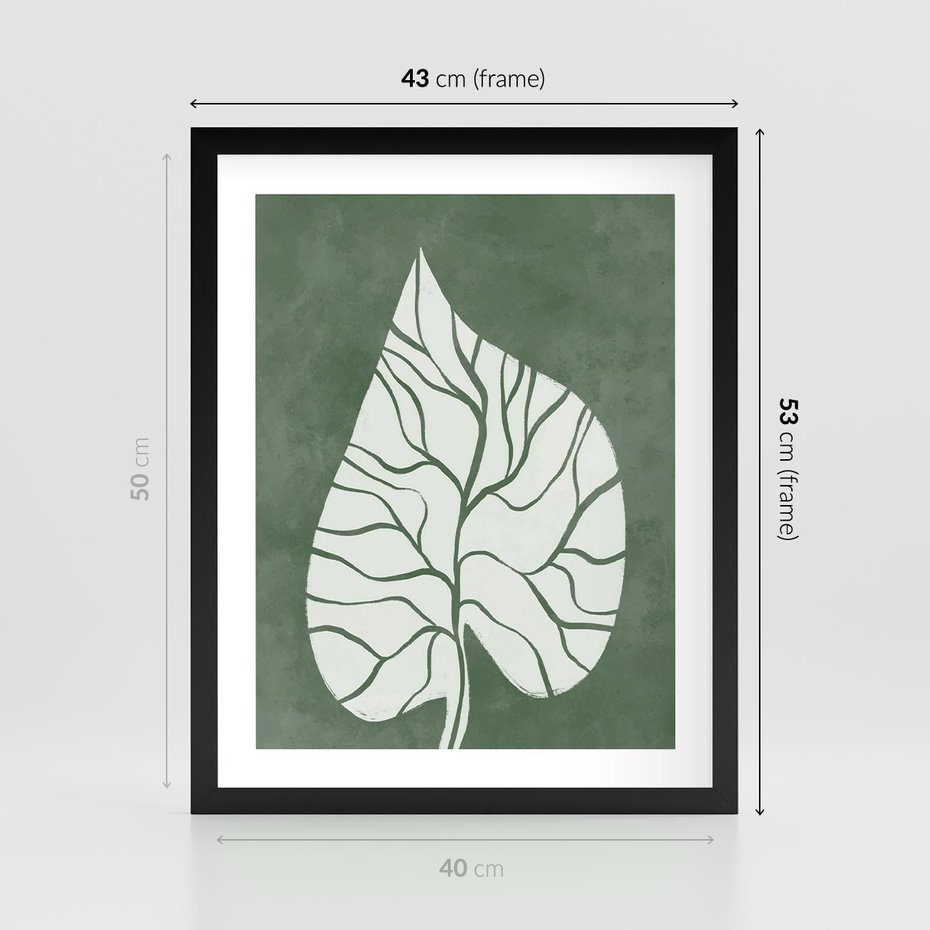 Plakat w ramie 40x50 - Migotliwe Wnętrze Zieleni - zielony plakat, roślinne motywy - rama czarna