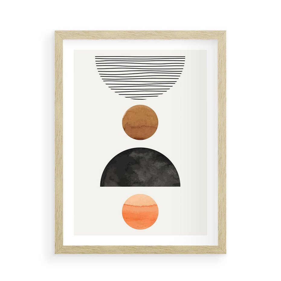 Plakat w ramie 50x70 - Geometryczna Przygoda - nowoczesna grafika, geometria - rama drewno