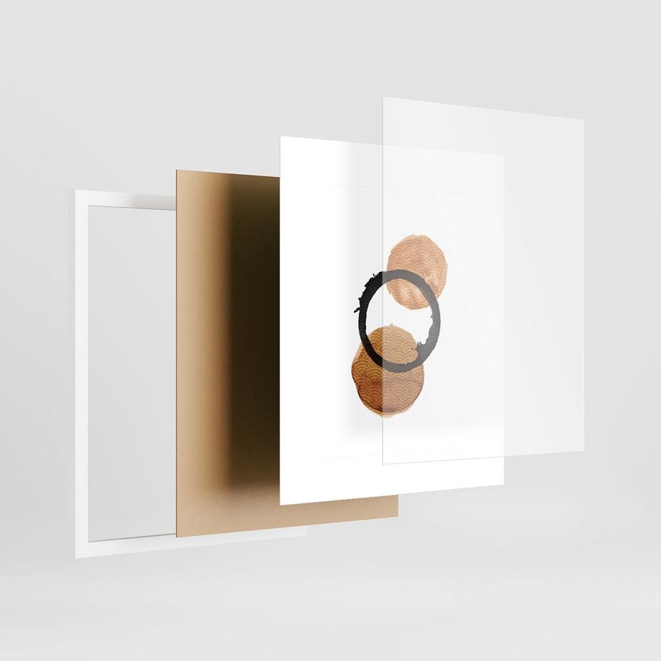 Plakat w ramie 40x50 - Japandi Geometria: Minimalistyczna Grafika - japońska sztuka, geometria - rama biała