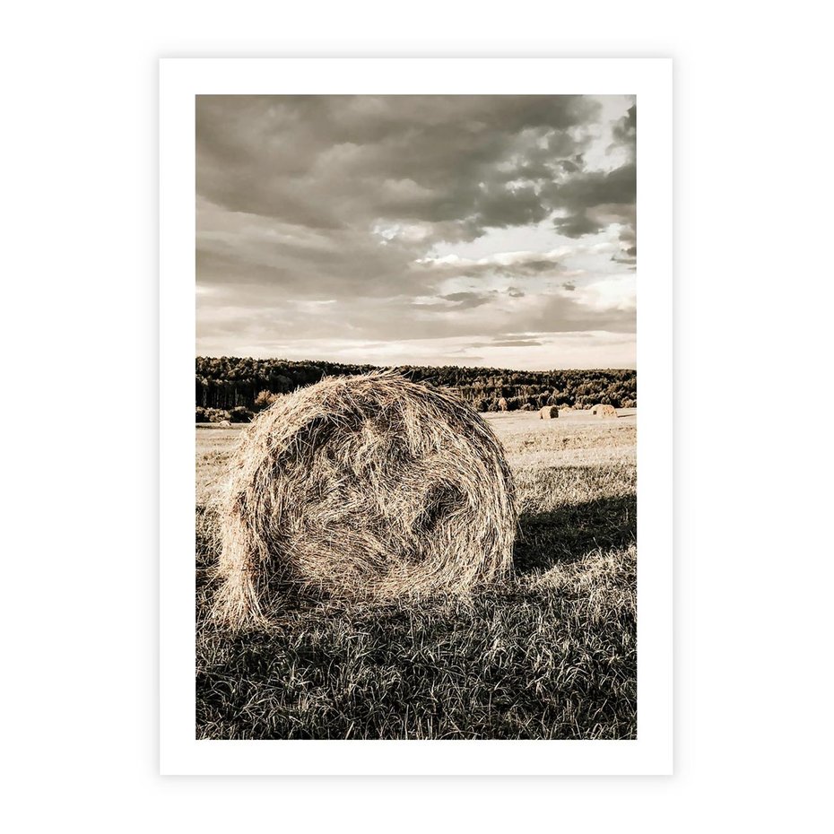 Plakat bez ramy 21x30 - Ciepło Natury - snopki siana, pole