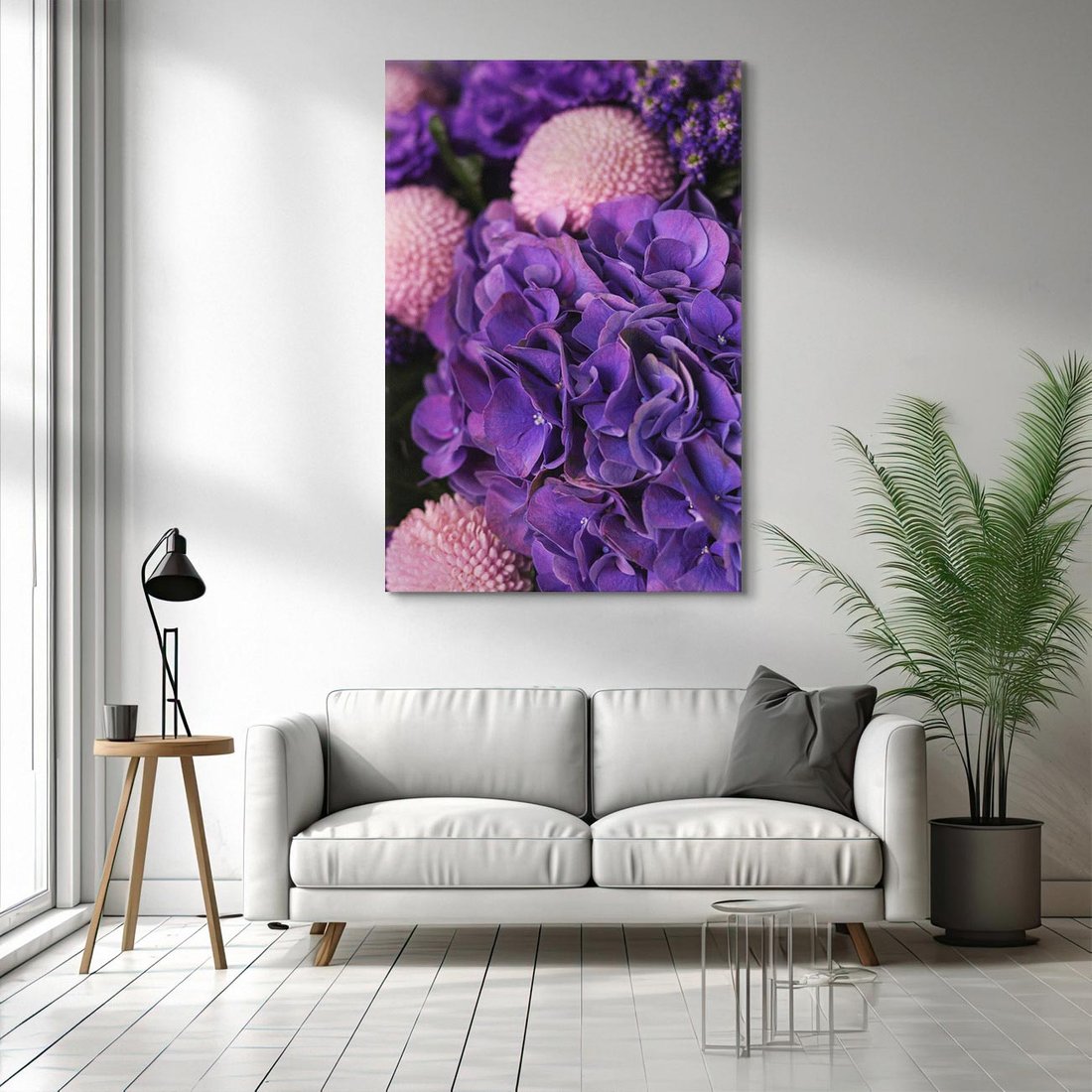 Obraz na płótnie 70x100 - Fioletowa hortensja - kwiaty, hortensja
