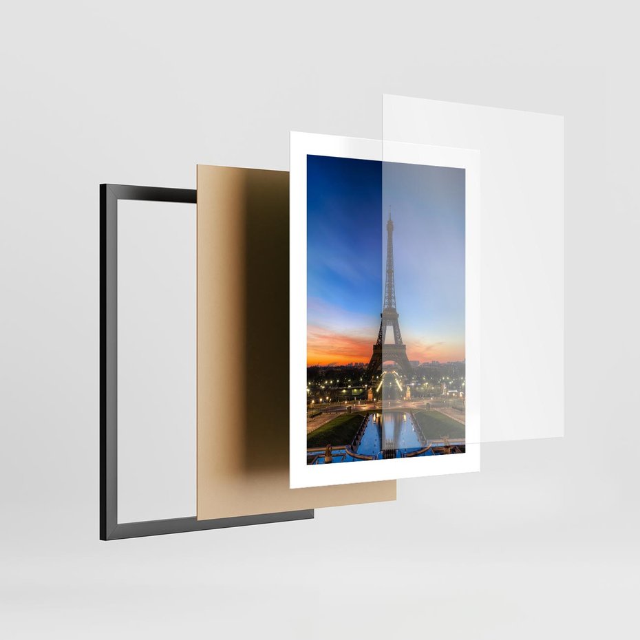Plakat w ramie 30x40 - Wieża Eiffla w Innej Odsłonie - wieża, Eiffla - rama czarna
