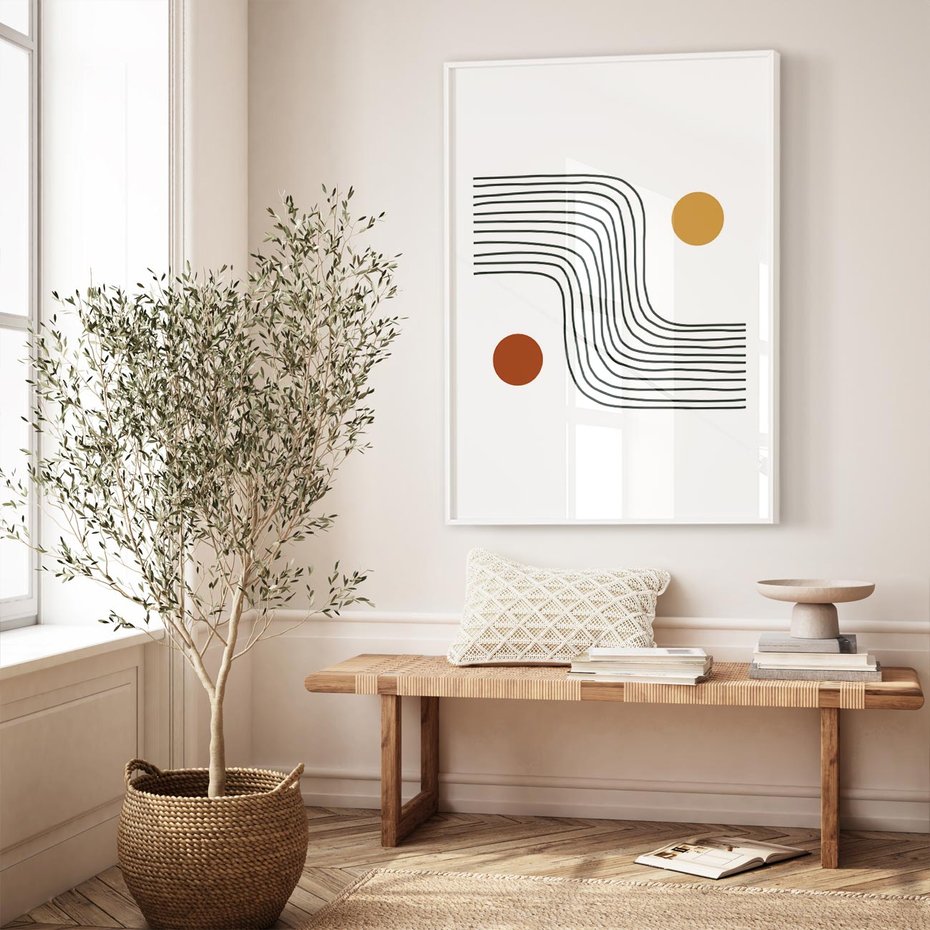 Plakat bez ramy 21x30 - Kontury Harmonii - nieregularne linie, koła