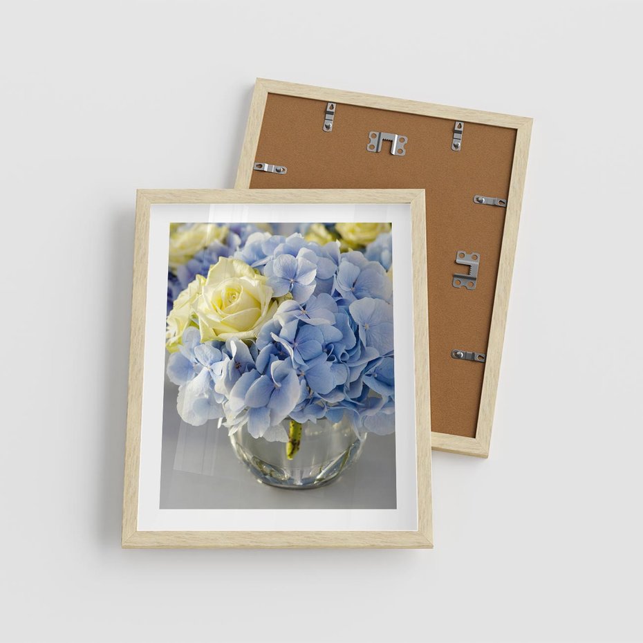 Plakat w ramie 40x50 - Różany Bukiet - bukiet, kwiaty - rama drewno