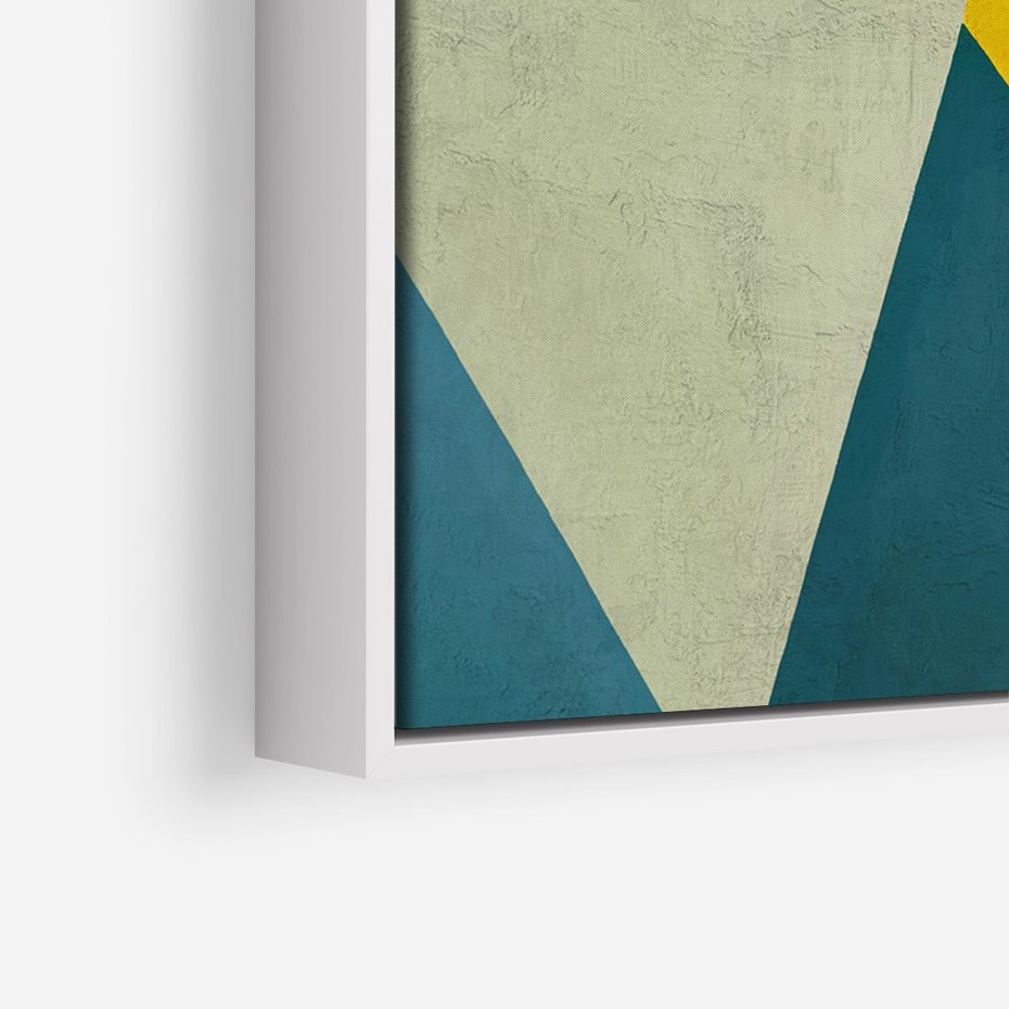 Obraz w ramie 50x70 - Taniec Subtelnych Odbić - abstrakcyjne geometryczne kształty, olejny obraz - rama biała