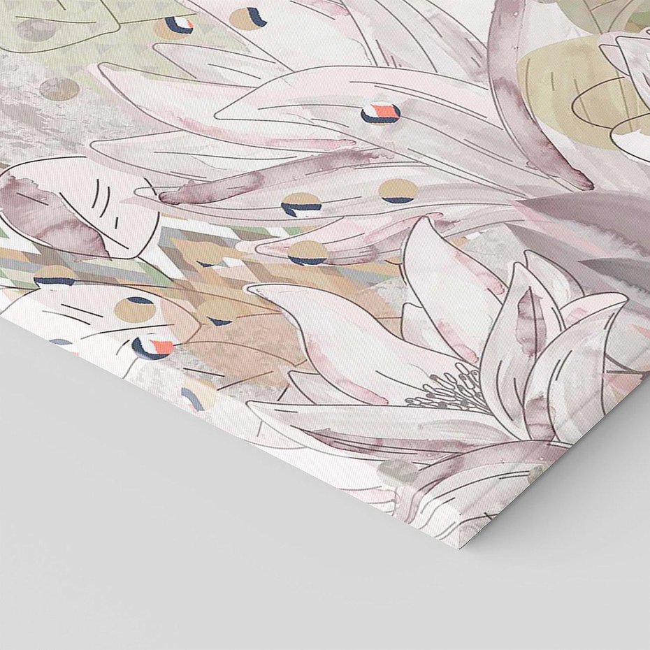 Obraz na płótnie 90x30 - Pejzaże zatajonej duszy - połączenie tekstur, roślinne motywy