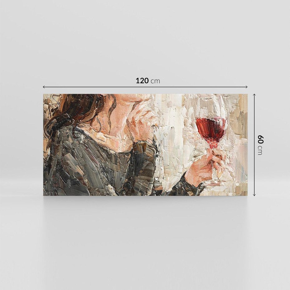 Obraz na płótnie 120x60 - Esencja - kobieta wino obraz impresonizm olej na płótnie