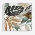 Obraz w ramie 50x50 - Współbrzmienie wewnętrznego ja - kompozycja z tropikalnych liści, stonowane kolory - rama biała