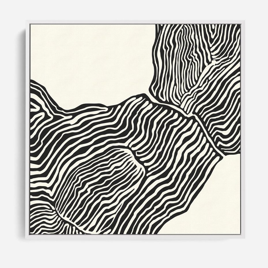 Obraz w ramie 50x50 - Migoczące Kontury - boho plakat, rycina - rama biała