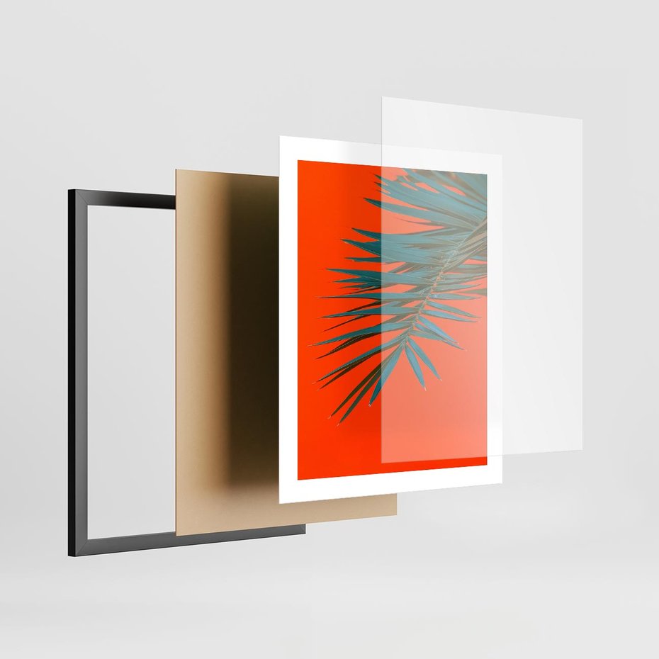 Plakat w ramie 40x50 - Egzotyczny Urok - liście, palma - rama czarna