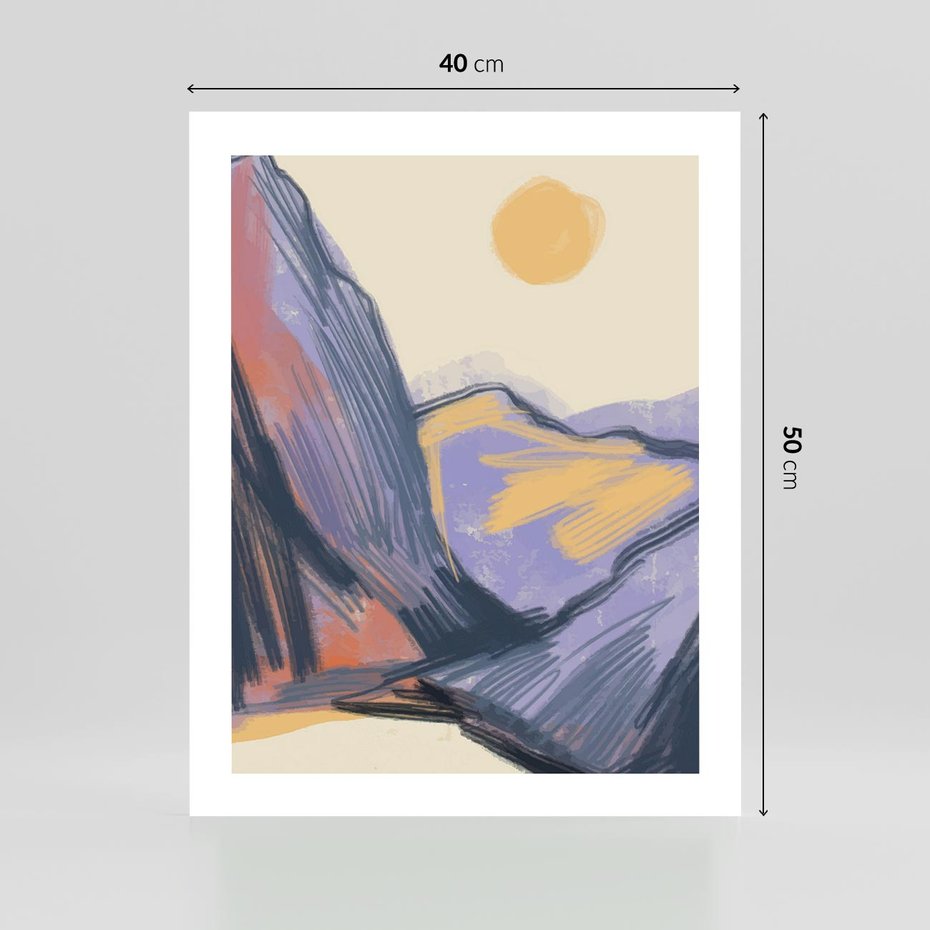 Plakat bez ramy 40x50 - Ponad Szczytami - pastelowy krajobraz, nowoczesny plakat