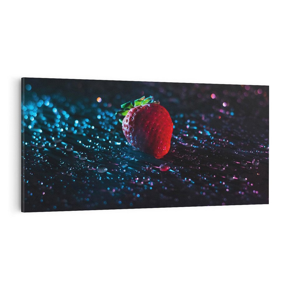 Obraz na płótnie 120x60 - Truskawka - Kropelkowa Świeżość - truskawka, krople