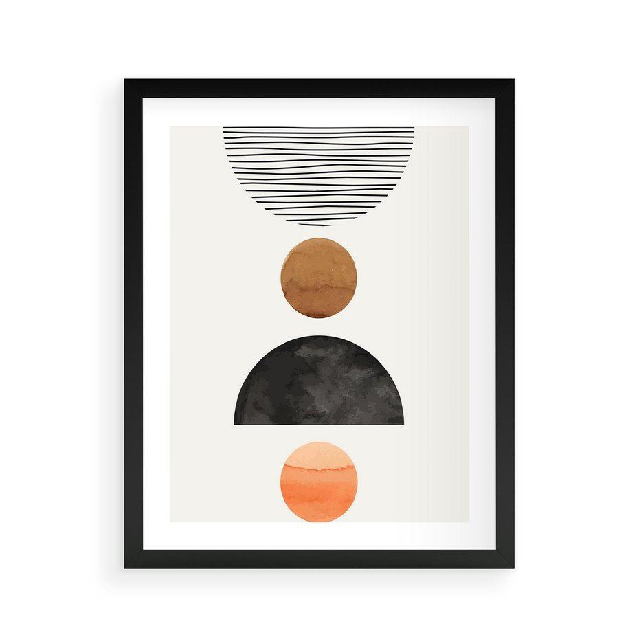 Plakat w ramie 40x50 - Geometryczna Przygoda - nowoczesna grafika, geometria - rama czarna