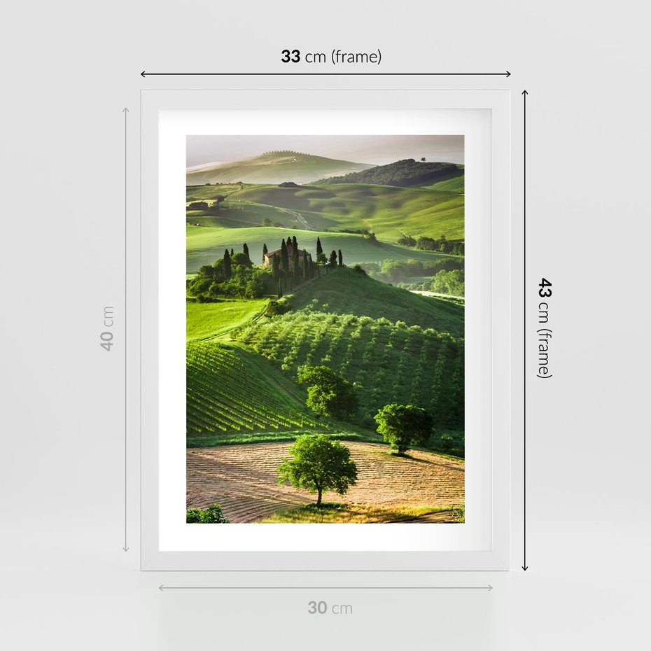 Plakat w ramie 30x40 - Prowansja: malownicze winnice w kraju Włoch - Prowansja, Włochy - rama biała