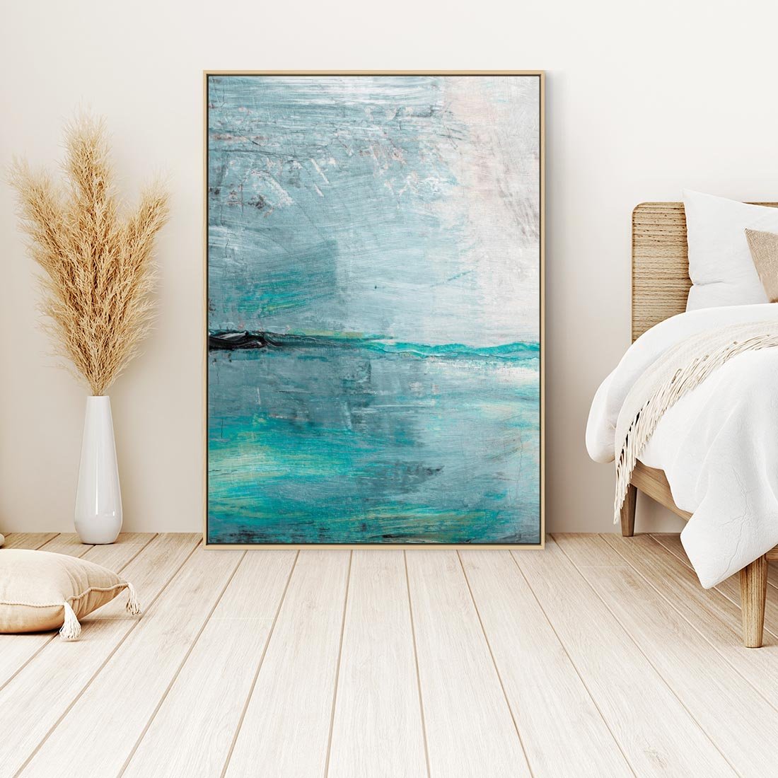 Obraz w ramie 80x120 - Odbicie utraconych barw - abstrakcja, niepokój - rama drewno