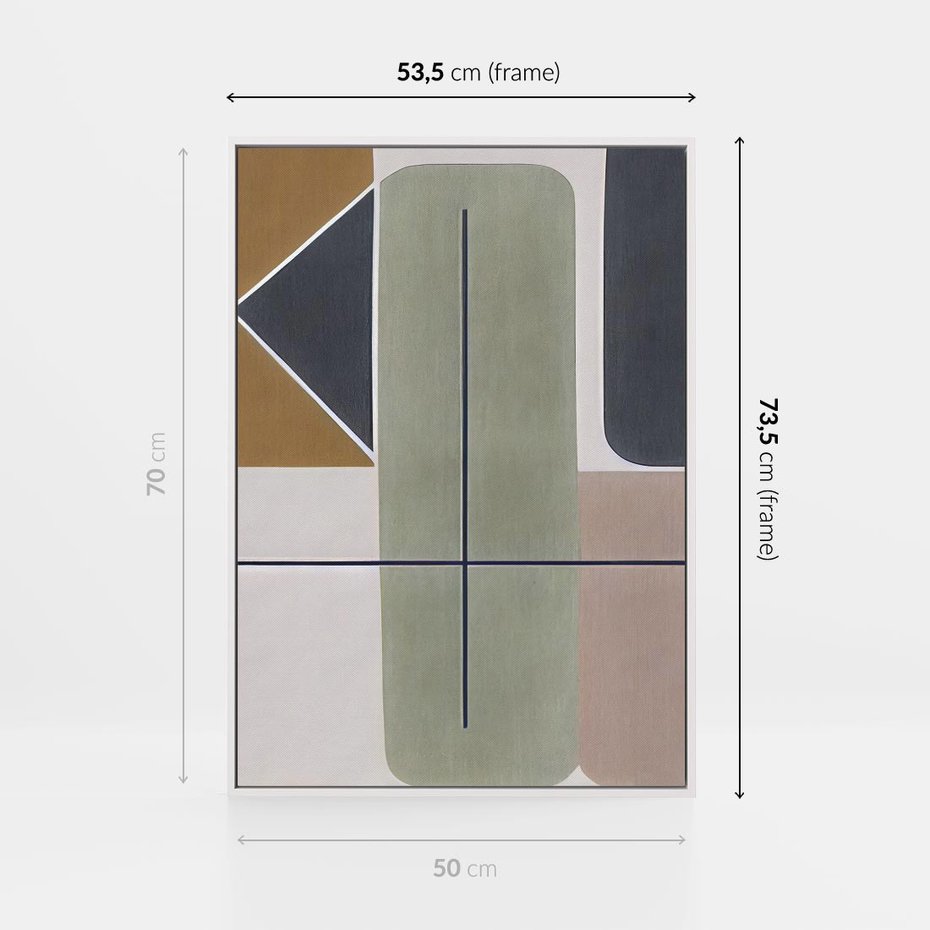 Obraz w ramie 50x70 - Sztuka Abstrakcji - geometryczne kształty, kolorowe prostokąty - rama biała