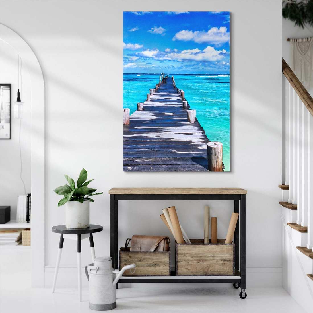 Obraz na płótnie 80x120 - Molo na Plaży Morza - molo, plaża