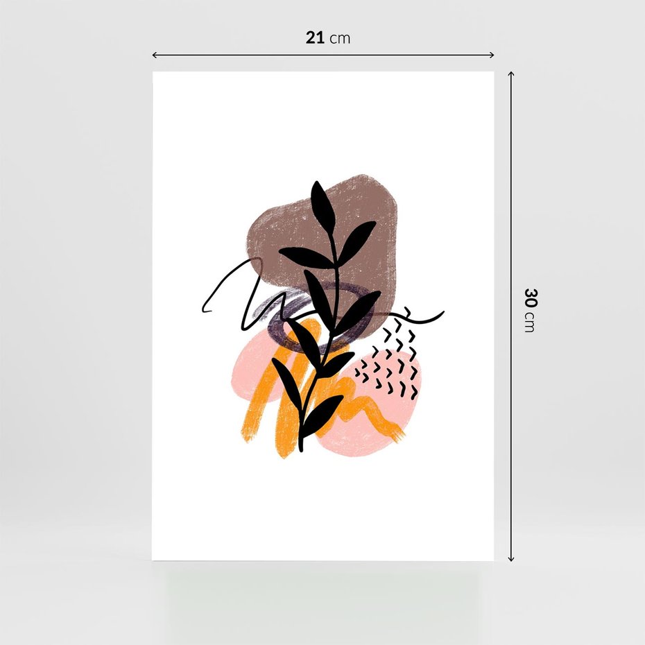 Plakat bez ramy 21x30 - Echa Kształtującej się Wyobraźni - abstrakcyjna sztuka, liść gałązka