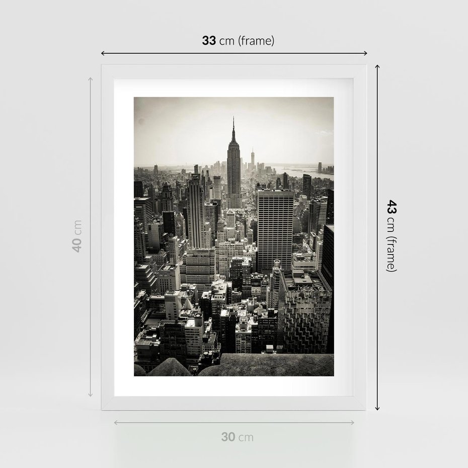 Plakat w ramie 30x40 - Dusza wielkiego miasta - Manhattan, Nowy Jork - rama biała
