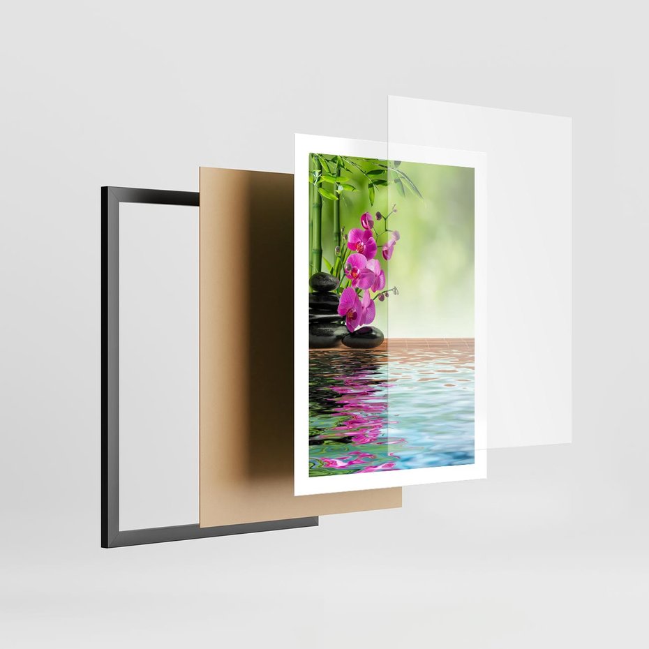 Plakat w ramie 50x70 - Oaza Storczyka i Wody - spa, storczyk - rama czarna