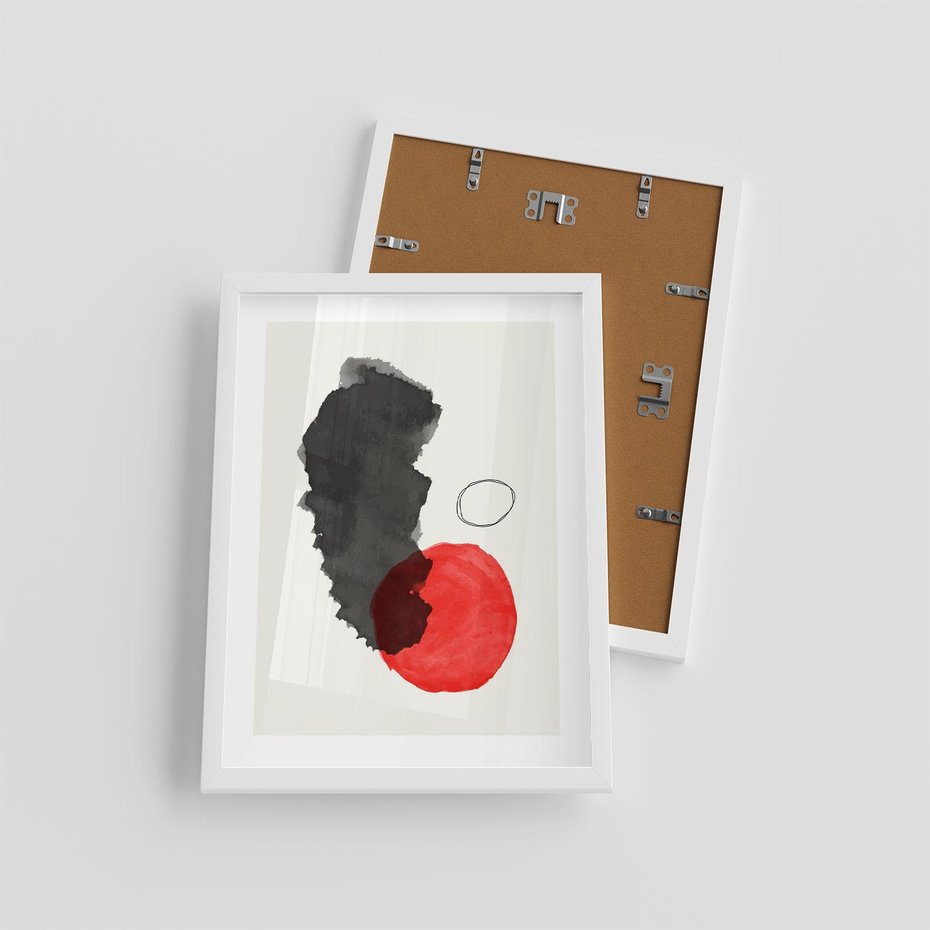 Plakat w ramie 30x40 - Wibracje Linii - abstrakcyjne nieregularne plamy, czarny - rama biała